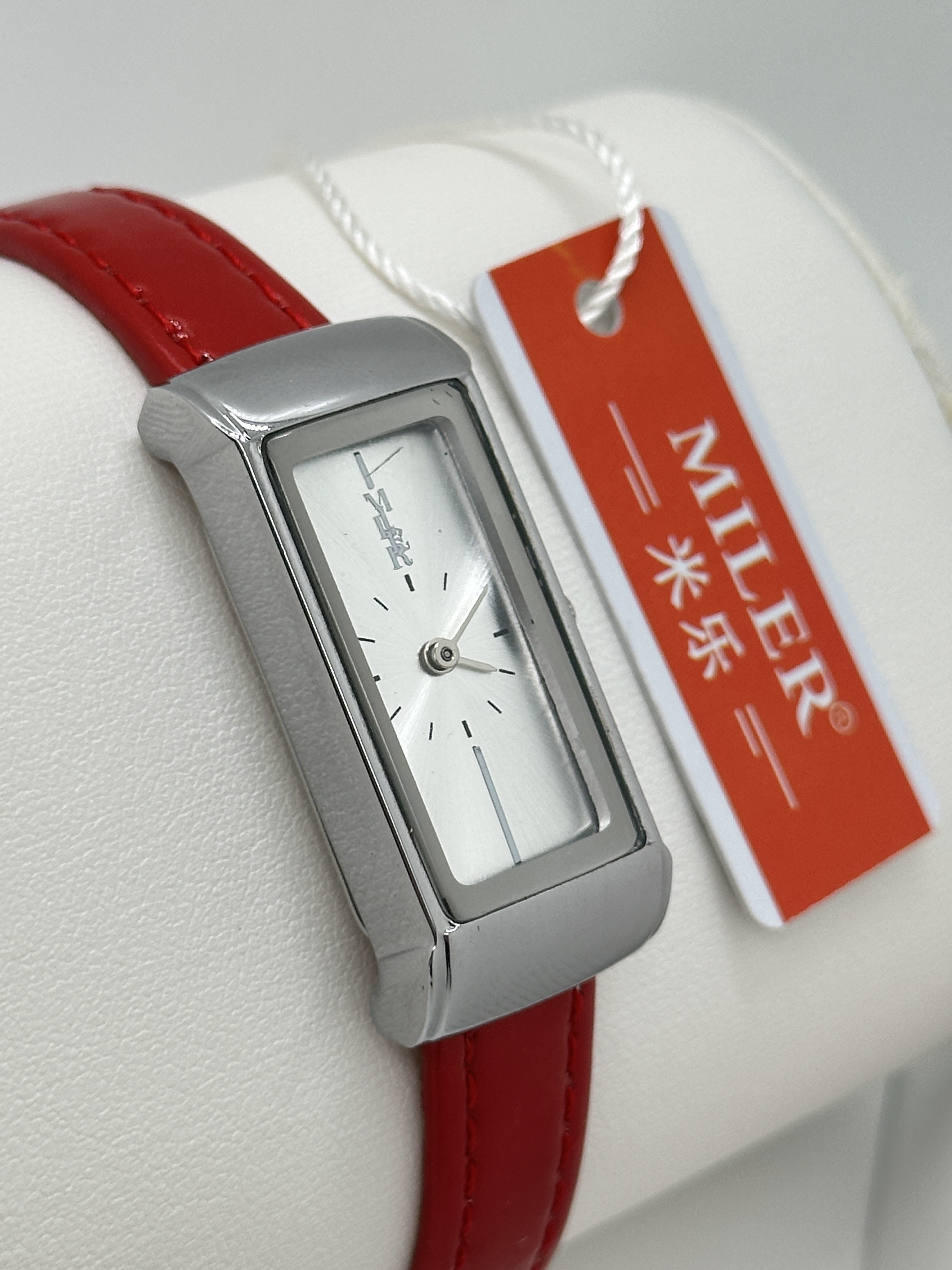 Gift Genuine Leather Mens Waterproof Wrist Watch Square Single Dial Quartz Watch