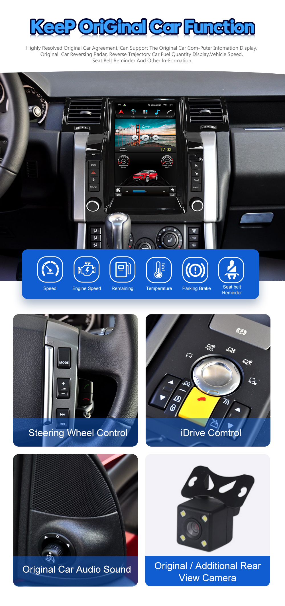 Viknav Car Radio For Range Rover Sport L320 (2005-2009) 12.1 Inch Android Auto Radio Vertical Screen Multimedia Player