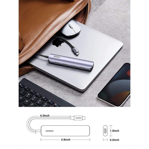 USB C Hub Adapter 4K 30Hz USB C to HD-MI Adapter 4 USB 3.0 Ports Type C Multiport Adapter High-speed Data Transfer