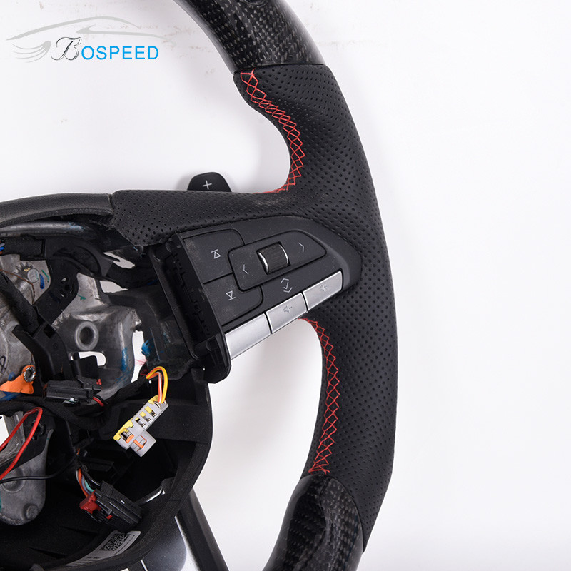 Custom LED Leather Ct6 Steering Wheel Sports Cadillac White Stitch
