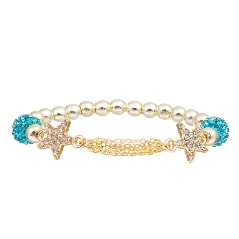 Gold Chain Link Blue Turquoise Magnetic Buckle Bracelet For Woman Fashion