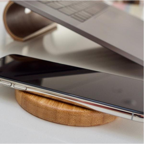 Bamboo Smart Phone Wireless Charger Ultra Slim Fast Charge 5W Biodegradable