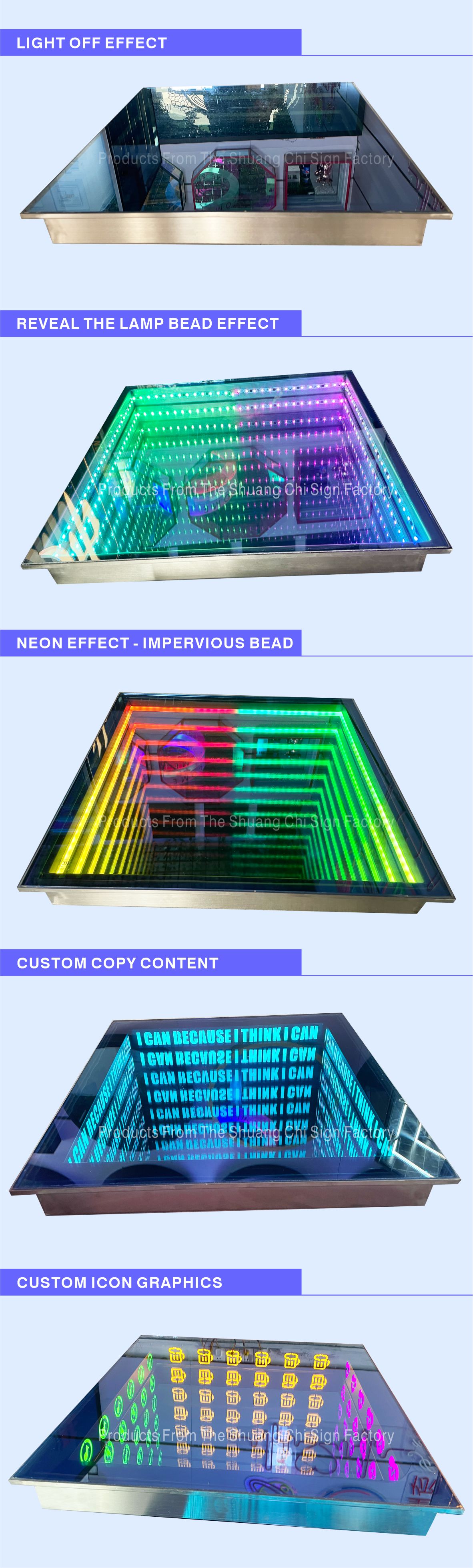 3D Infinity Mirror Video Light LED Dance Floor For Wedding Party Customization