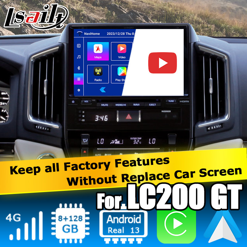 Android 13 video interface for Toyota Land Cruiser LC200 GXR with rear view WiFi carplay android auto