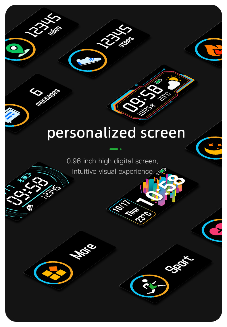 SDK Silicone Strap Smart Watch 0.96TFT Health Monitor Wrist Modify APP Customized Smart Watch