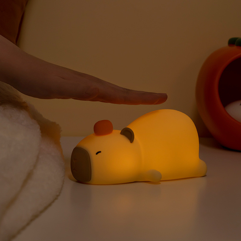 Capybara Night Light For Kids Animal Silicone Night Lamp USB Rechargeable Touch Control With Dimmable Timer Bedside Lamp