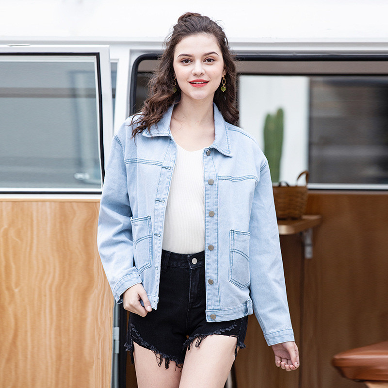 Spring Summer Sequin Nail Bead Loose Denim Jacket For Women
