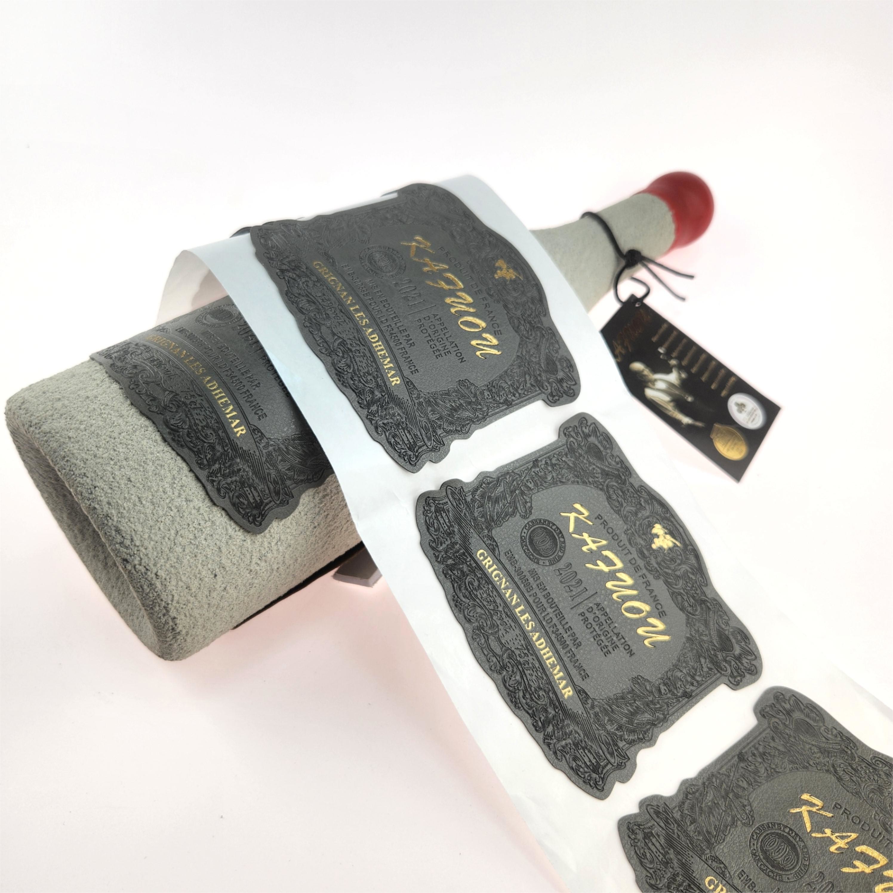 Luxury Texture Private Red Wine Waterproof Sticker Wine Bottles Labels Leather Sticker