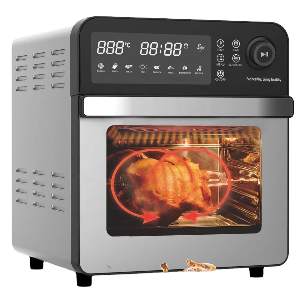 15L Electric Air Fryers With Rotisserie For Family 10 In 1 Stainless Steel Air Fryer Toaster Oven Grill