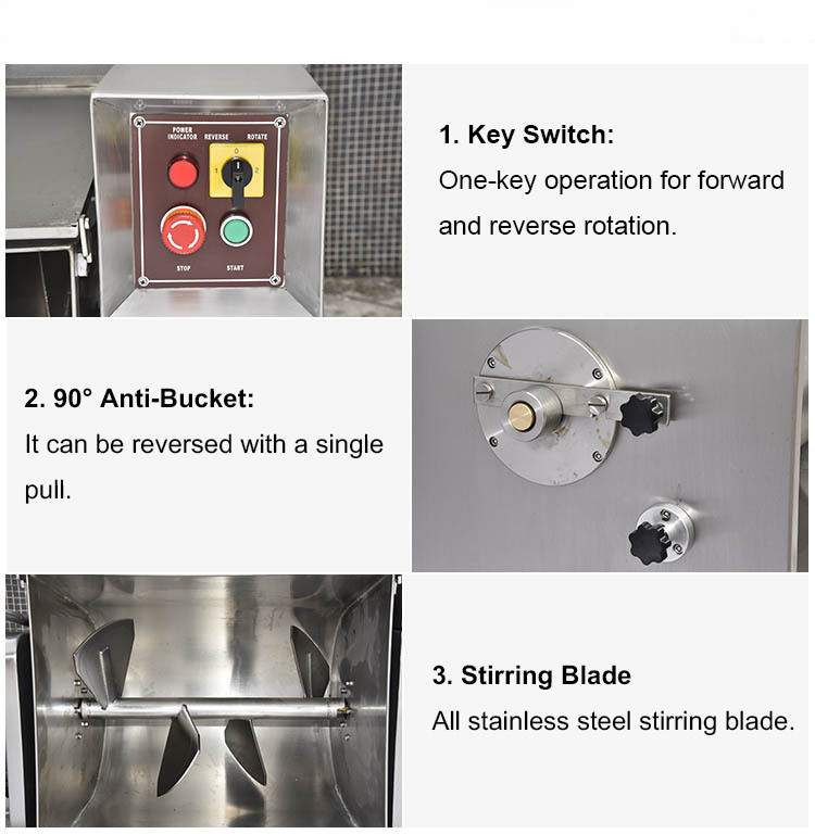 Heavy Duty 1000Kg Stuffing Stainless Steel 100L Small Meat Processing Machine Mixer