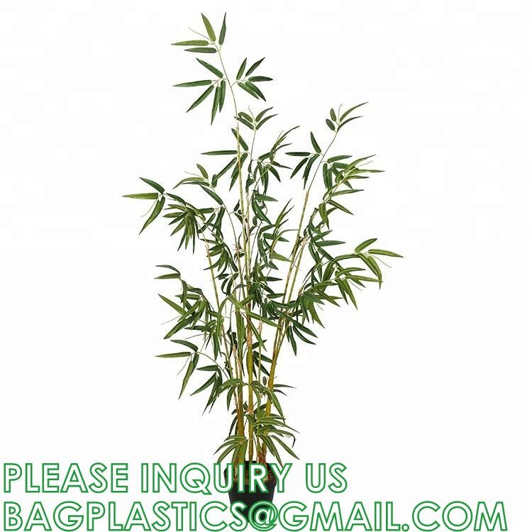 Artificial Bamboo Tree Set of 2, Fake Greenery Plants in Pots for Indoor Outdoor, Beautiful Faux Tree with Leaves