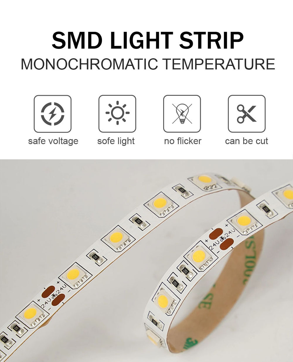Epistar 12V 2835 RGB LED Strip Light 10m 60LED/M Flexible Tape Diode for TV Backlight