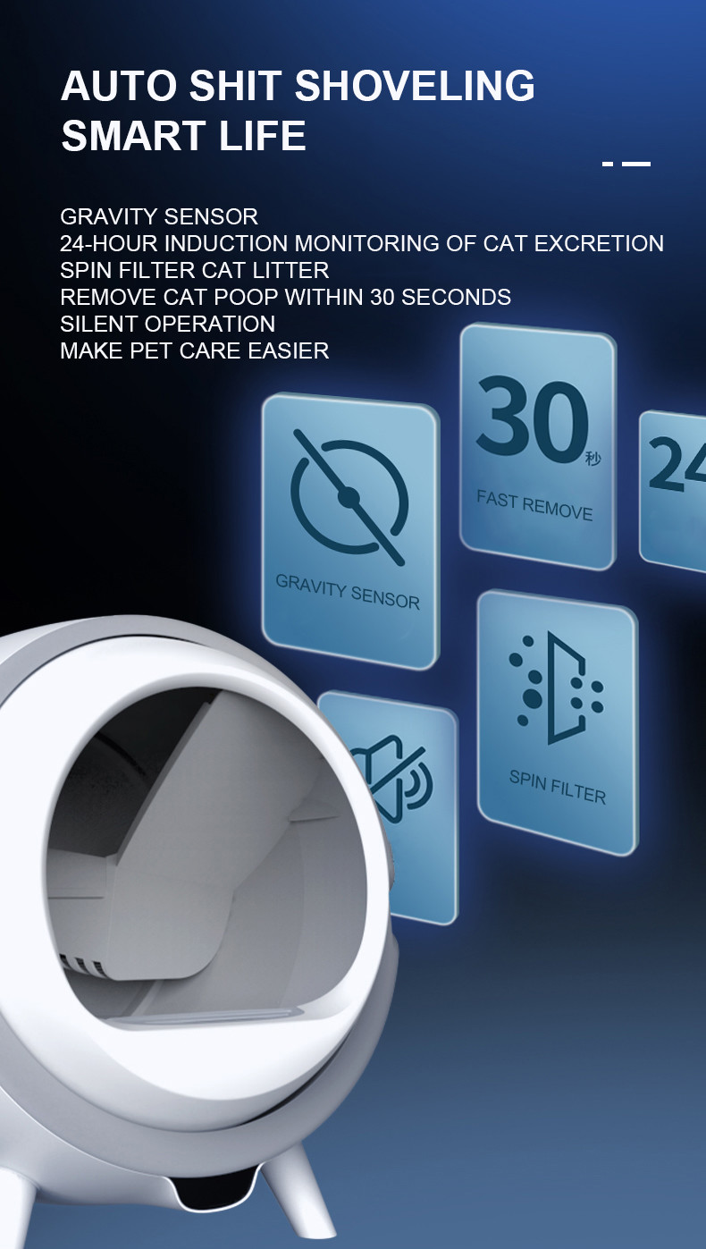 Automatic Cat Smart Toilet Anti Pinch , 220V Smart Cat Litter Box