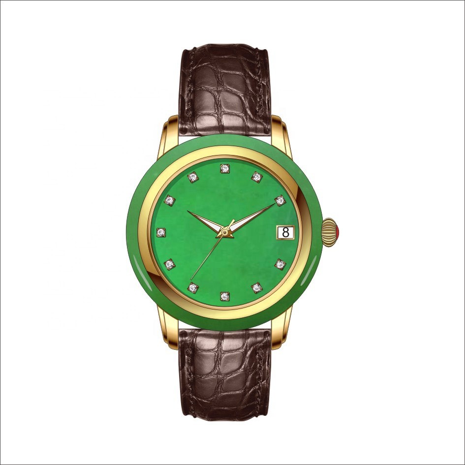 Japanese Movt 10ATM Analogue Wrist Watch ODM Ceramic Quartz Jade