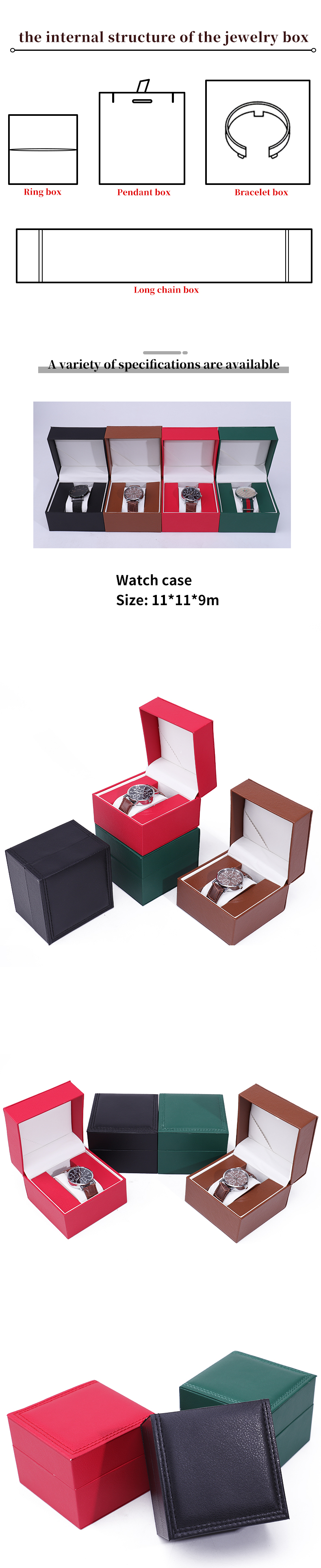 High-End PU Leather Watch Storage Box with Wooden Internal for Luxury Packaging