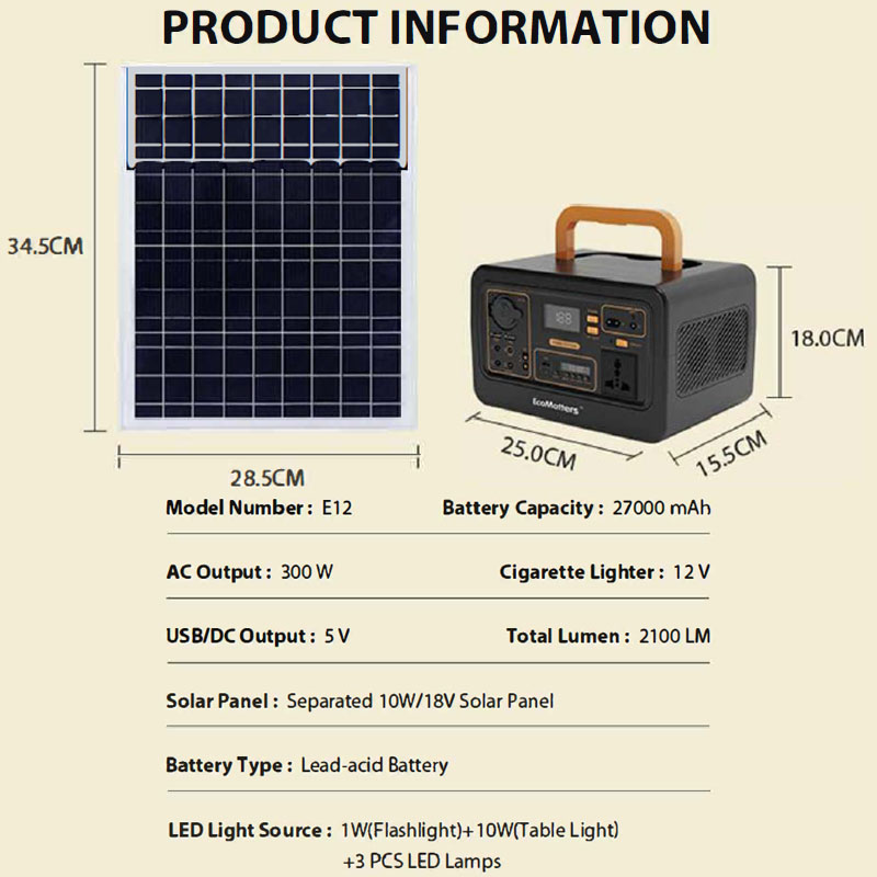 300W 27000mAh Power Bank Portable Power Station Solar Generator