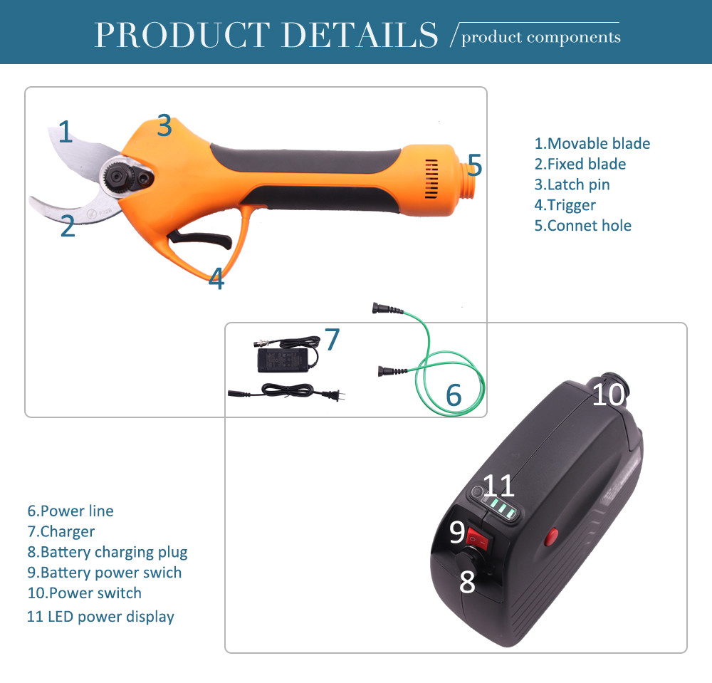 Swansoft 800g Long Time Use Powerful 3.5CM Electric Pruning Shears to Europe and US