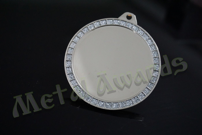 Glitter Color Custom Silver Medals , Custom Engraved Medallions Round Shape