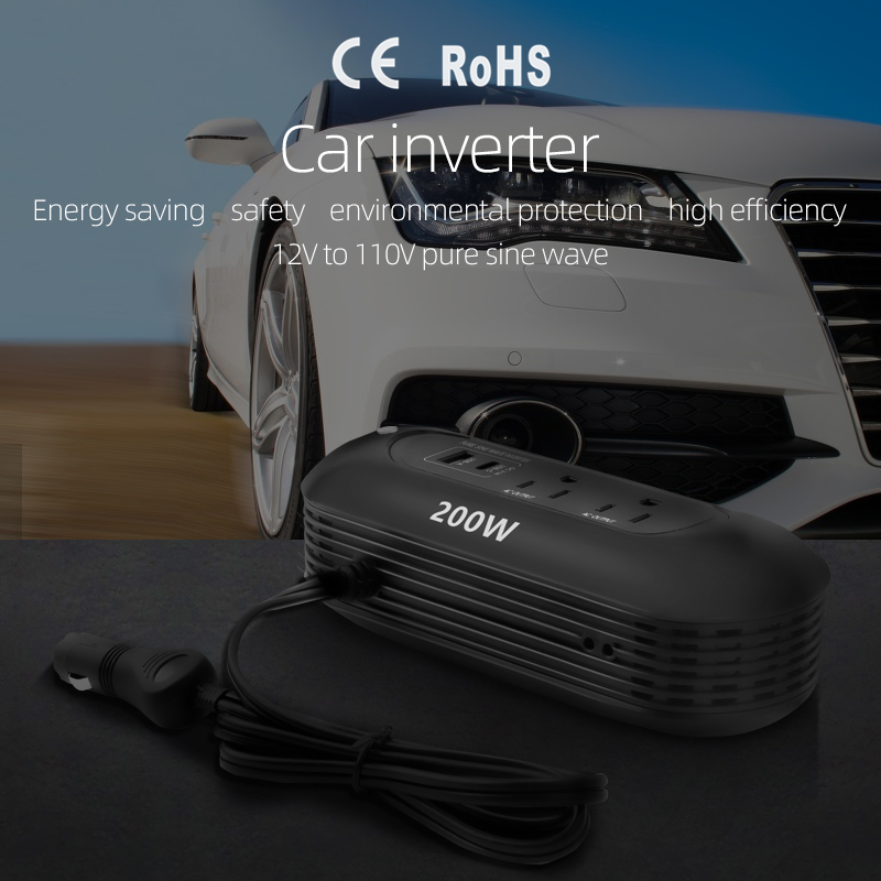 Car Battery Charger Dc Inverter Ac 200W Car Power Inverter Dc 12V To 220V Ac Car Power Inverter 200W With 4 Usb & 2 Ac Por