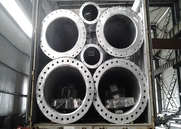 Single Pole Steel Transmission Tower For Power Transmission Silver Color