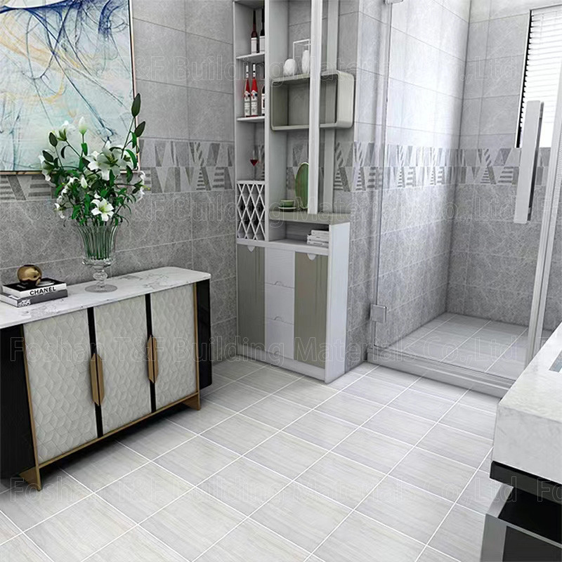 Grey Wooden Look Rustic Kitchen Porcelain Floor Tile Waterproof Bathroom