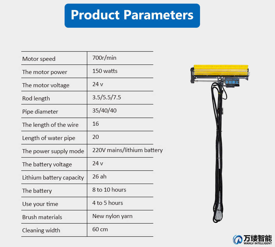 Electric Water Fed Pole Factory Outlet Solar Panel Cleaning Brush with 3.5 Meters Extended Handle and Backpack Lithium Battery