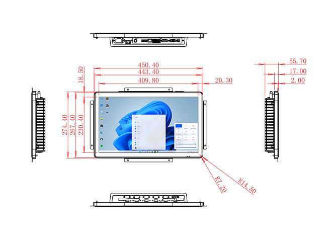 18.5-Inch Windows Display for Medical Devices and Public Terminals