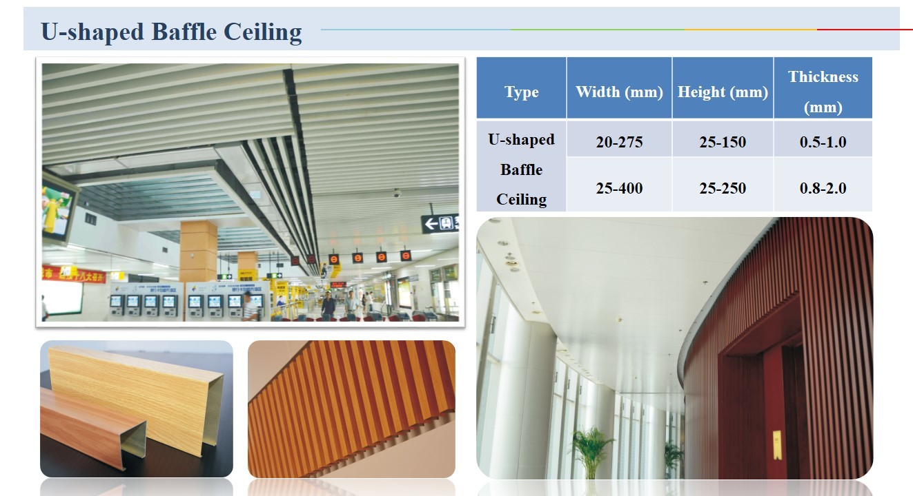 Extruded Profile Suspended Metal Ceiling Commercial Aluminium Baffle Ceiling Linear Metal Strip Panel