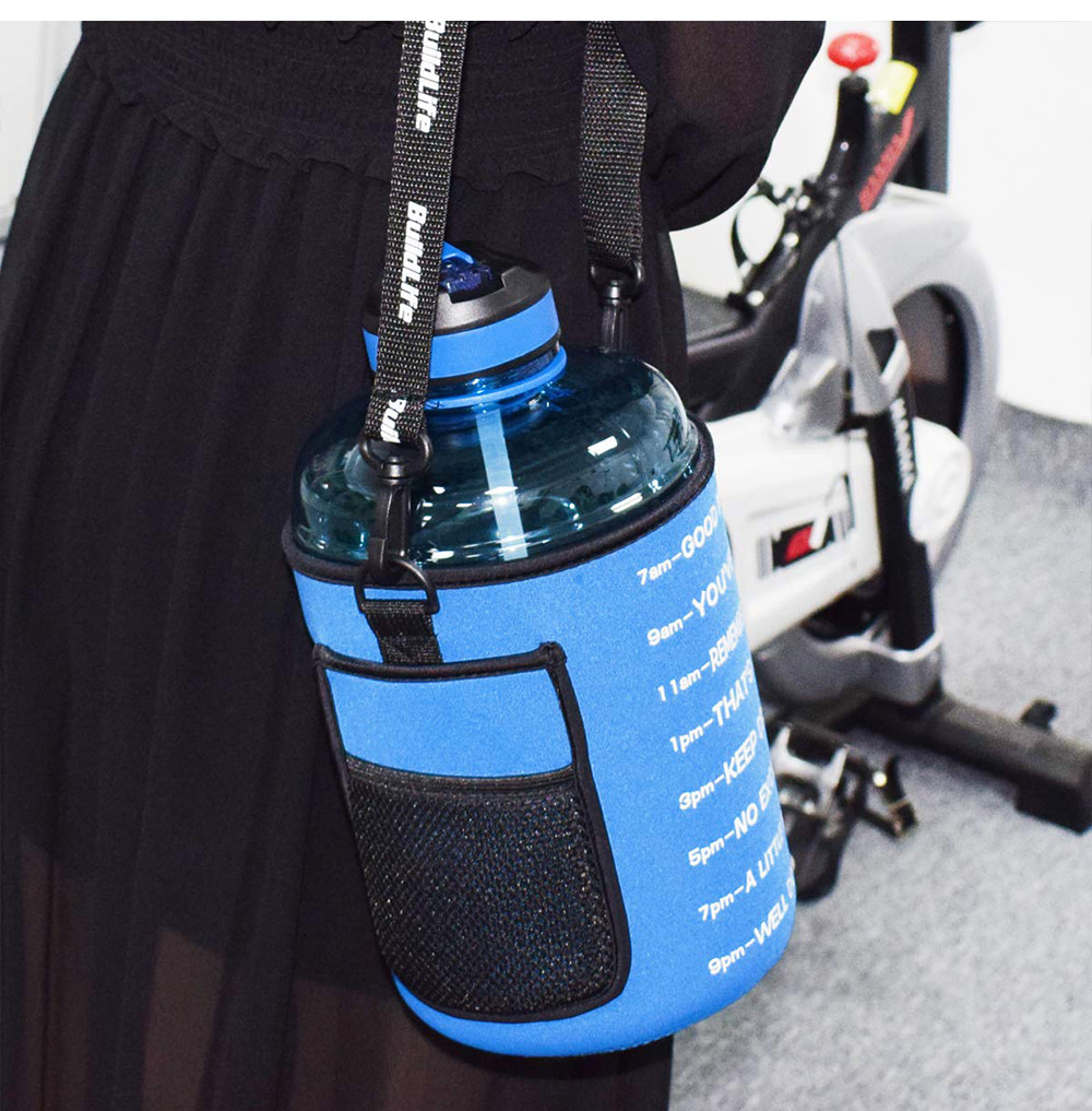 128oz Blue Neoprene Water Bottle Carrier With Adjustable Shoulder
