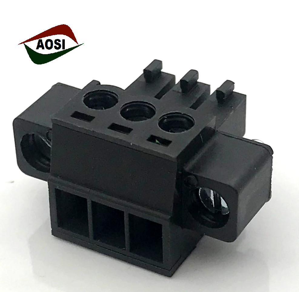 PCB plug in socket cable connector terminal block 3.5mm pitch female power connector with screw hole 30A UL EC381VM