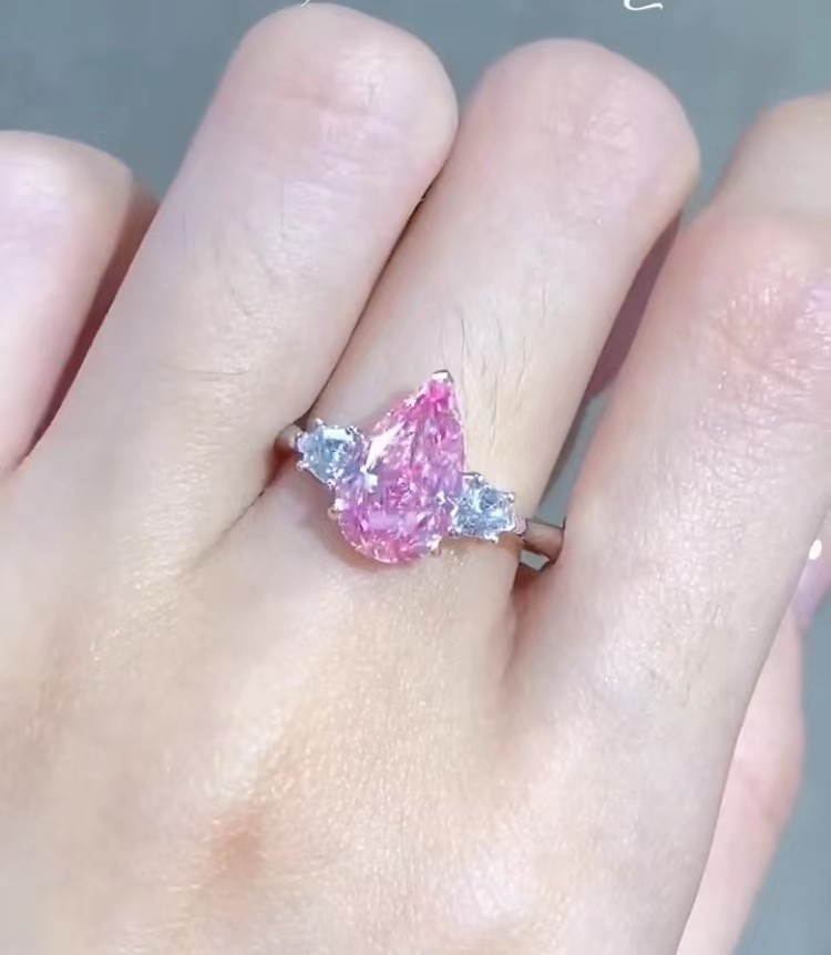 Pear Pink 2 Carat Lab Made Diamond Engagement Rings