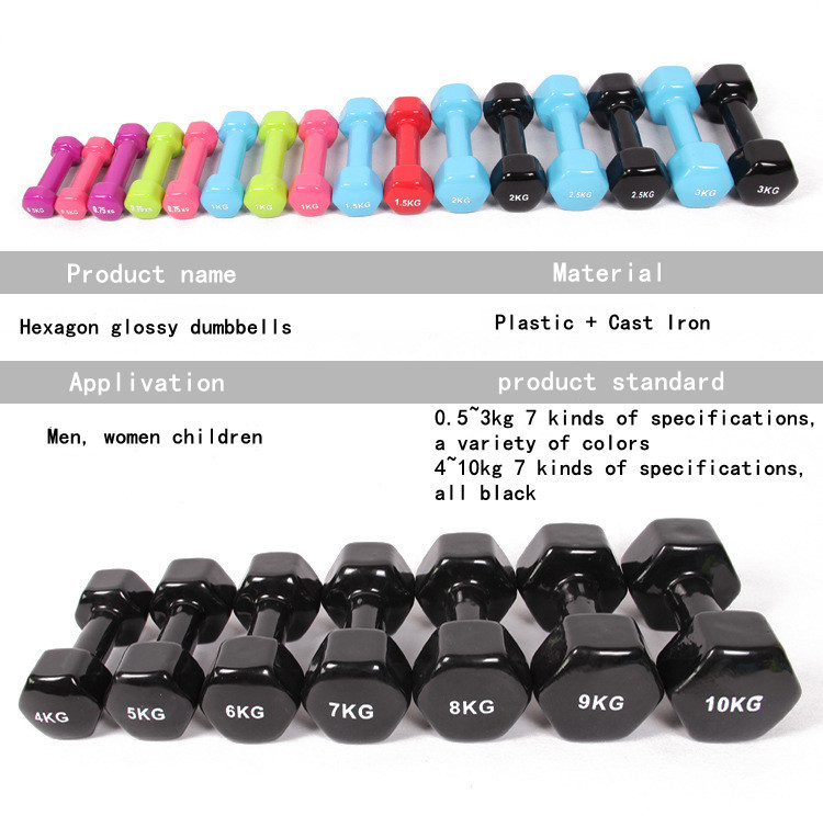 10LB Steel Rubber Fitness Dumbbell Hex Dumbbell Hexagon For Gym