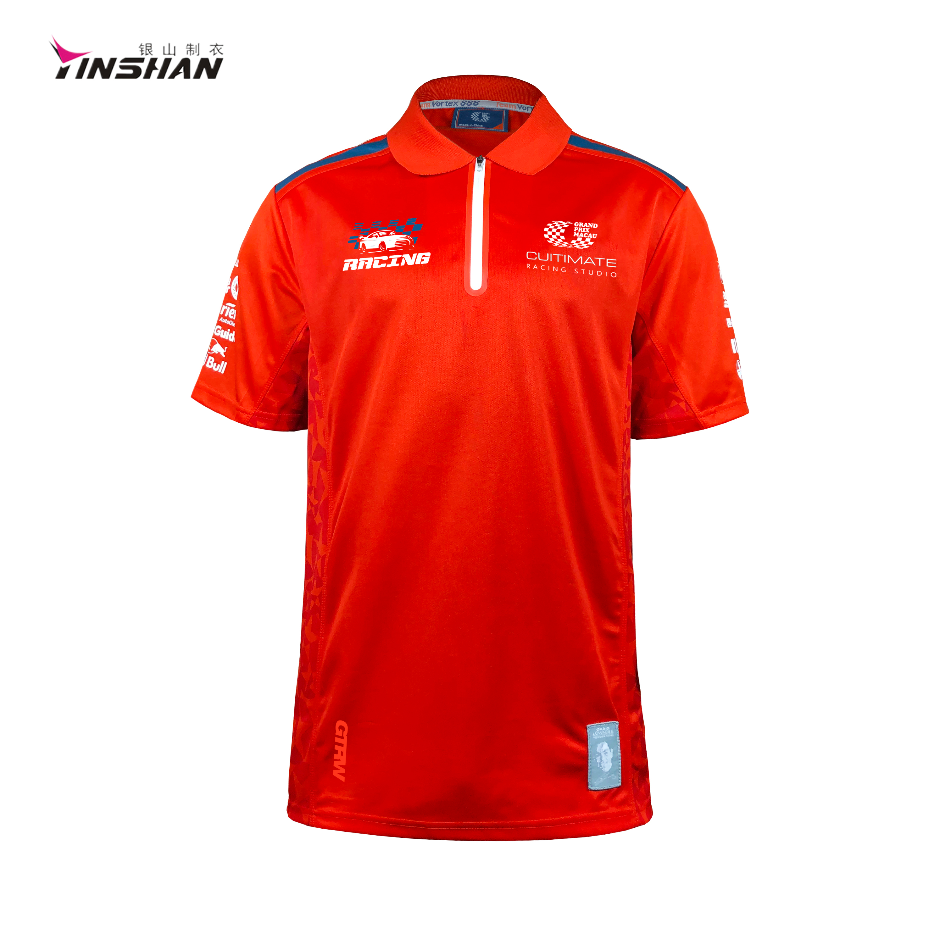 Custom Print Wicking Breathable Sports Polo Shirt with Personalised Design Zipper