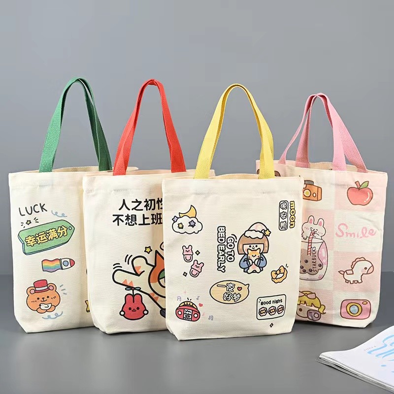 Cotton Material Eco Canvas Bags Repeatedly Used Travel Convenient Shopping
