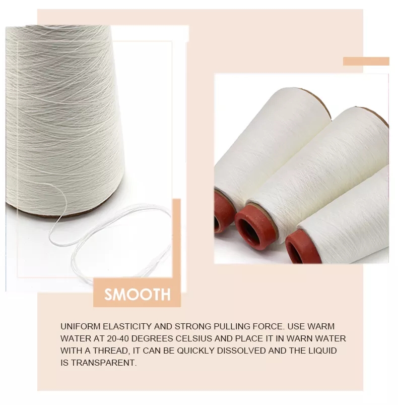 100% Polyester 40s/2 20 Degree Water Soluble Pva Yarn Thread for Sewing Pva Mesh