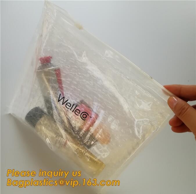Holographic Factory Shiny gold Cosmetic bag Zipper Bubble Bag zip-lock Slider Padded Mailer metallic bubble zipper bagea