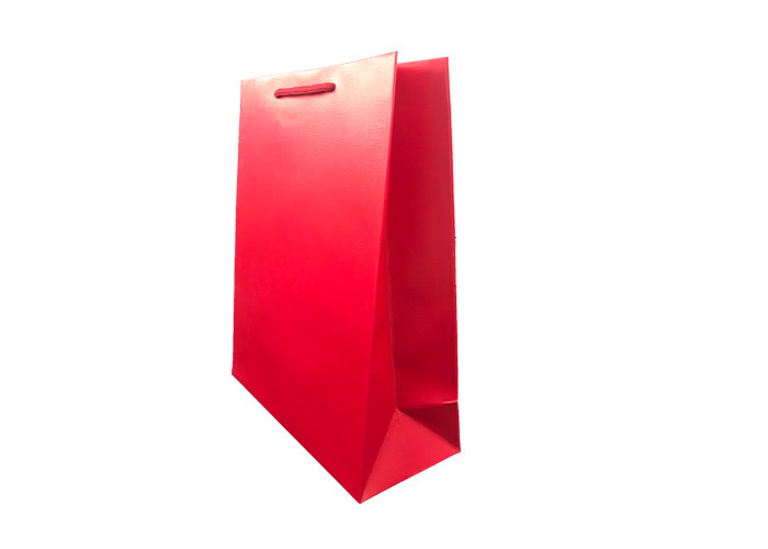 Red Foldable Beautiful Handmade Paper Bags Rope Handles Digital Printing