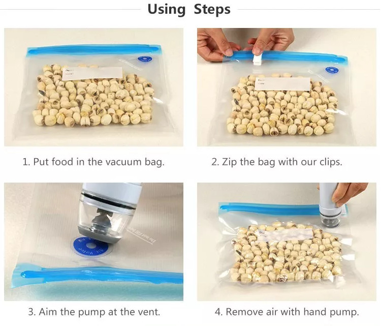 Vacuum Valve Bag Reusable Sealed Food Vacuum Sous Vide Bag with Zipper