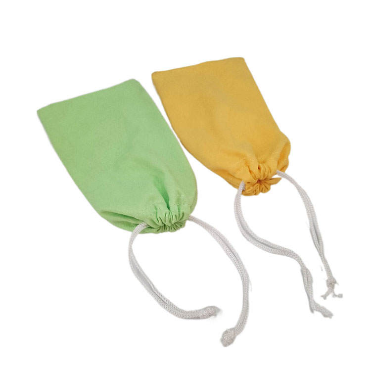 18*9cm Soft Microfiber Eyeglass Pouch Sunglasses Drawstring Bag Customization