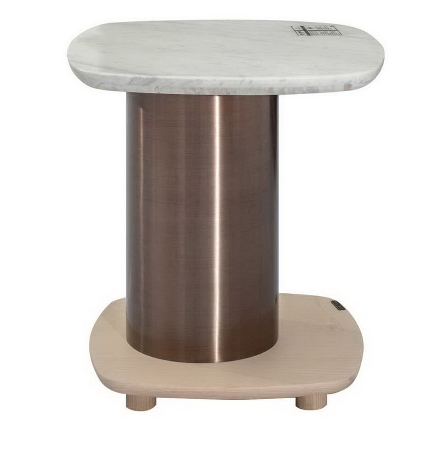 Itlay Minimalist design furniture made fron China factory by Oak wood in Red PU painting with Stone Cocktail table
