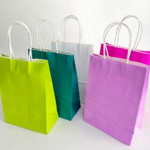 China Kraft Paper CMYK 350gsm cardboard Grocery Shopping Bags With Handle on sale