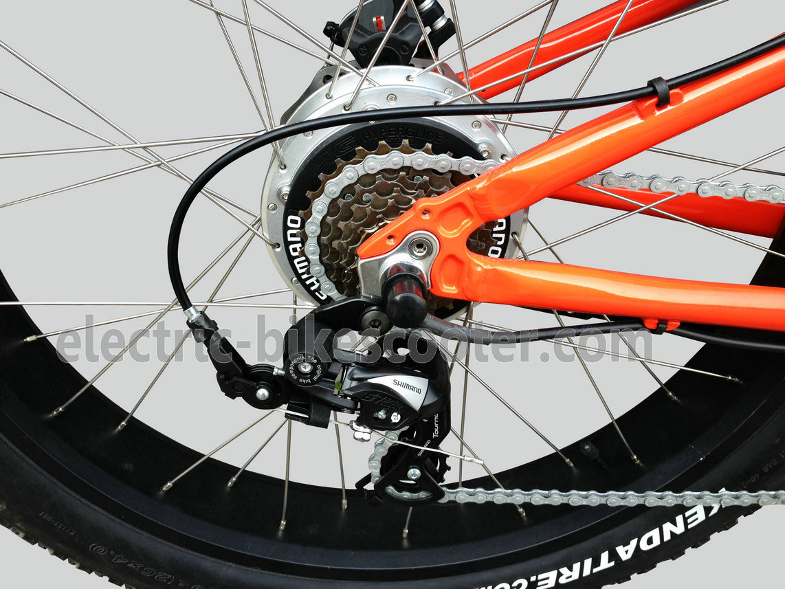 750W Electric Beach Cruiser Bikes Orange Aluminum Alloy 6061