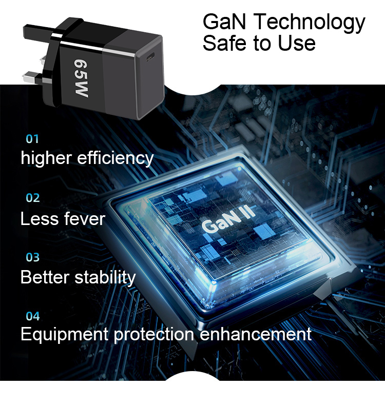 Phone Pd Quick Travel Type-C Usb C 65W Gan Charger Overcurrent Protection