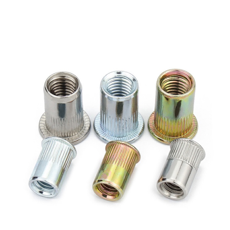 Steel/SUS304 Carbon Steel White/Yellow Zinc Plated Galvanized Flat Head Blind Rivet Nuts