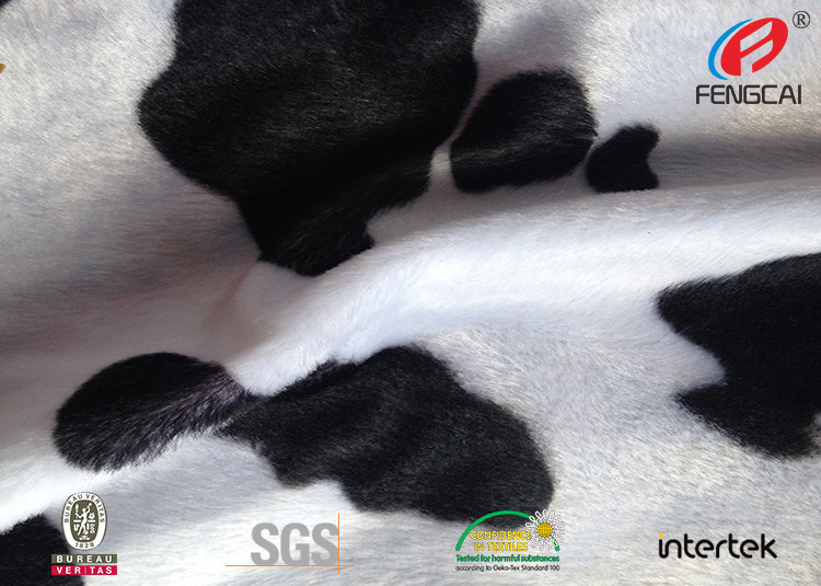 Black And White Shiny Velvet Cloth Material , Brushed Poly Velvet Fabric 150CM Width