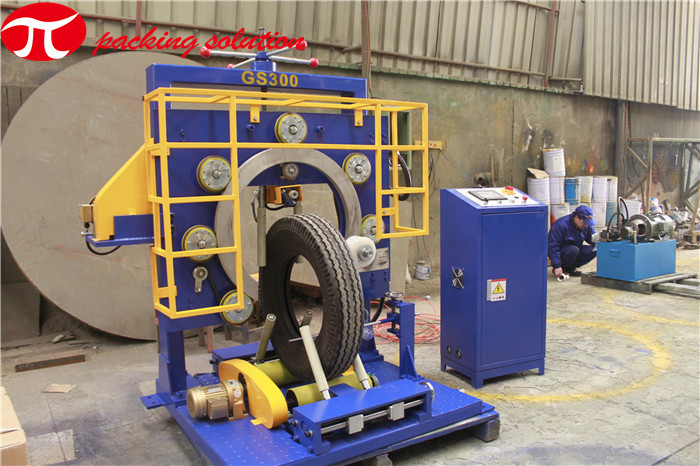 Jinglin Vertical Type Automatic Tire Film Stretch Packing Machine For Various Tires 100Kg