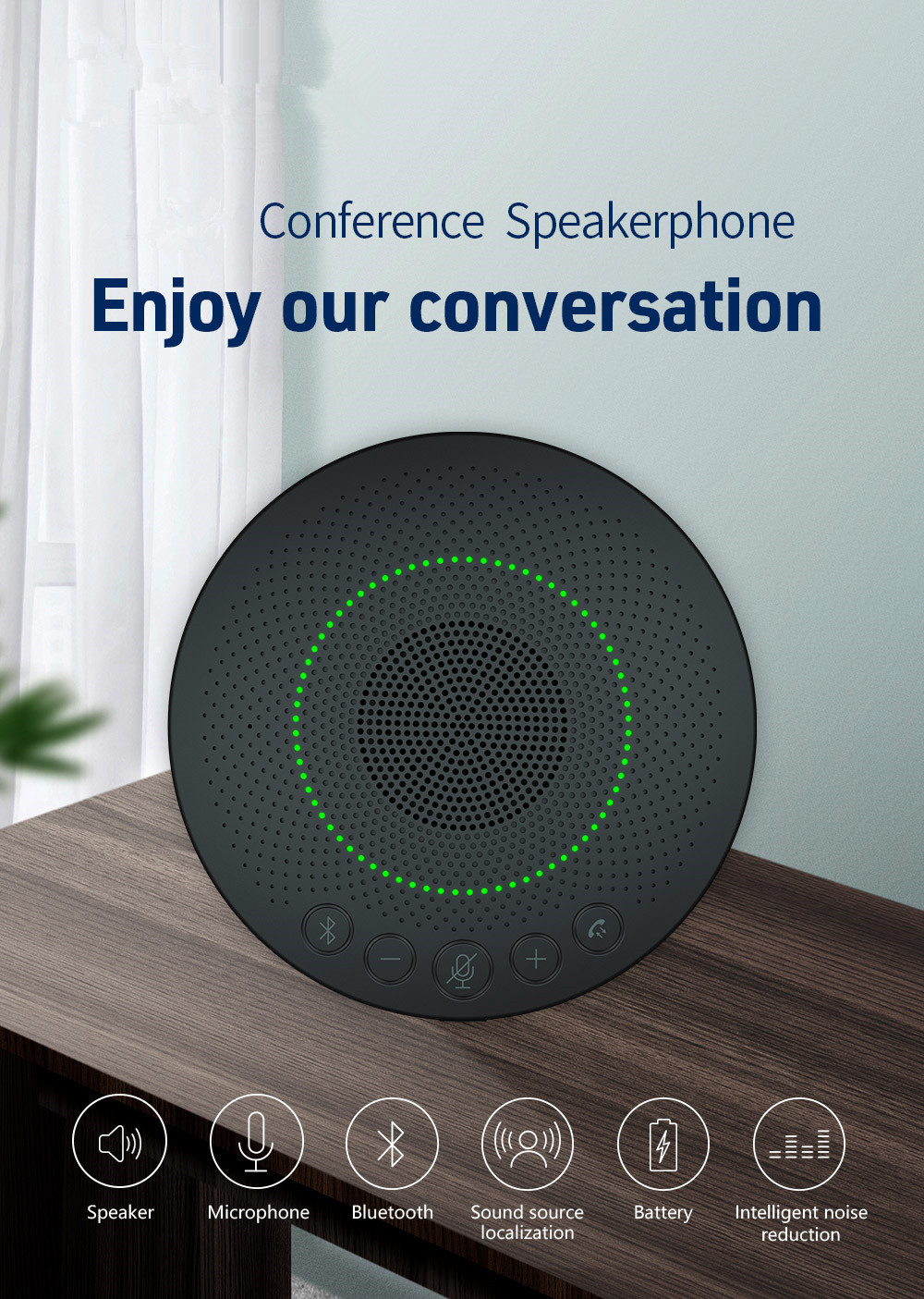 360 degree Omnidirectional PC Microphones USB or wireless Microphone for Confernce and meeting Recording