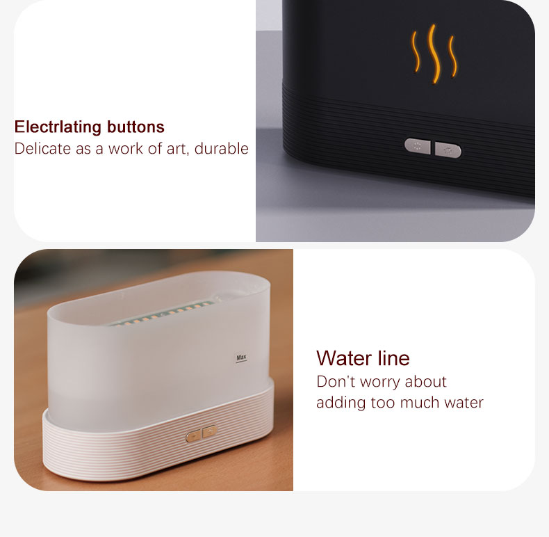 RGB light Color Change USB Ultrasonic Flame Humidifier Led RGB Colorful Essential Oil Fire Flame Aroma Diffuser
