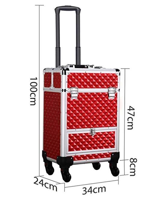 Large Capacity Makeup Train Case With 4 Retractable Trays & 1 Smooth Sliding