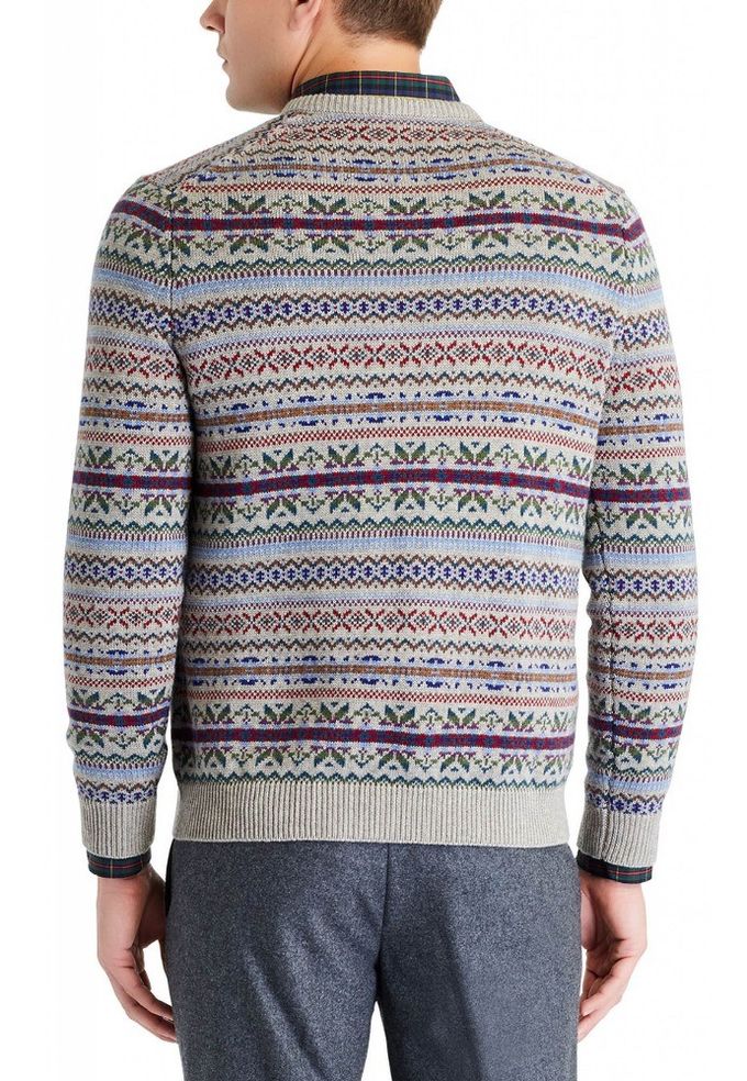 Soft Floating V Neck Pullover Sweater , Winter Jacquard Christmas Sweater